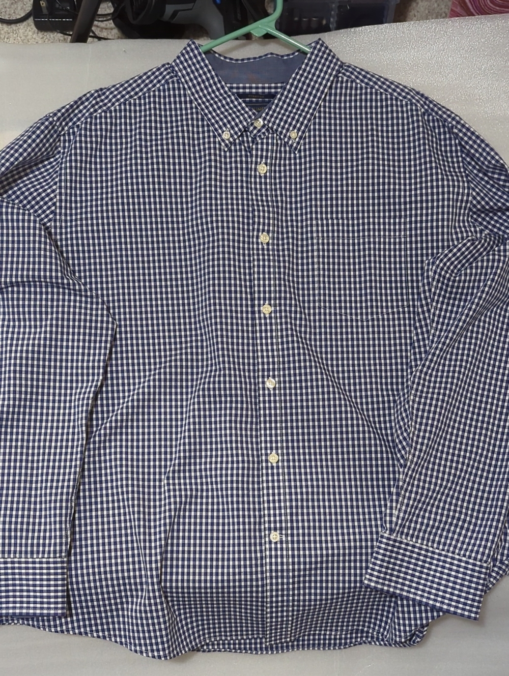 madison james Navy and White Gingham Button-Down Shirt